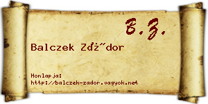 Balczek Zádor névjegykártya